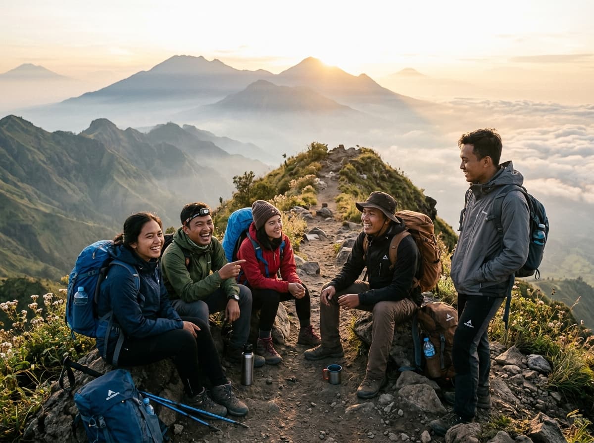 Komunitas pendaki PPT Adventure menikmati perjalanan di pegunungan