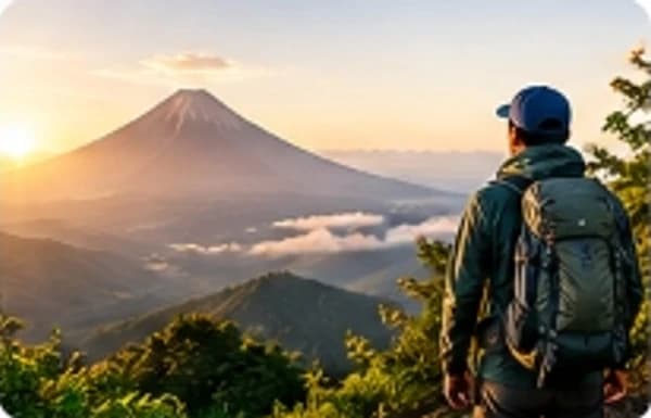 Pendaki menikmati panorama sunrise yang menakjubkan